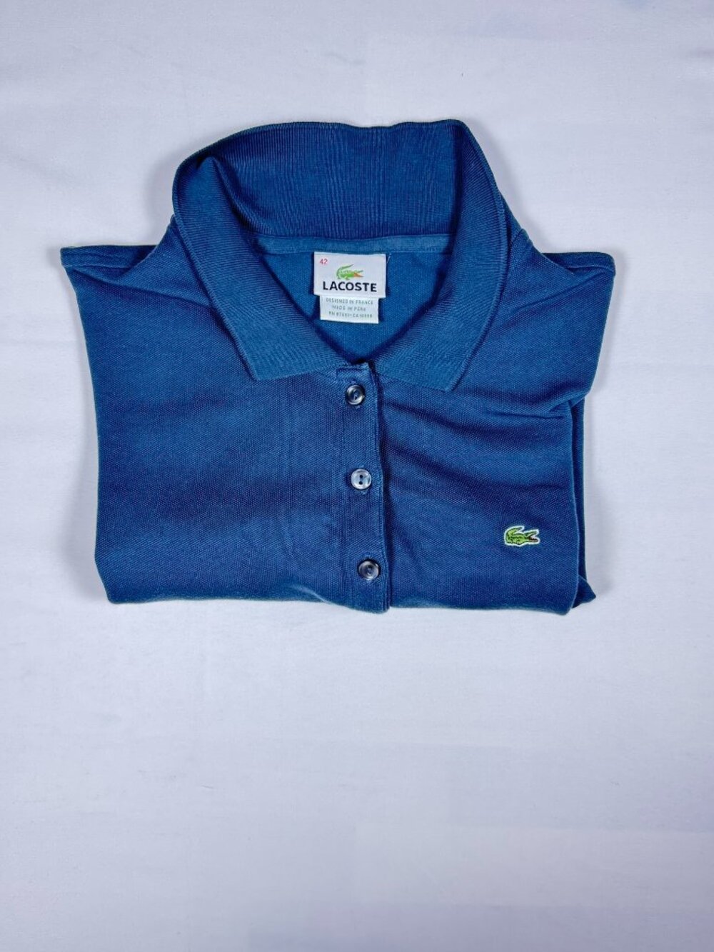 Lacoste Blue Short Sleeve Polo Shirt Size 42